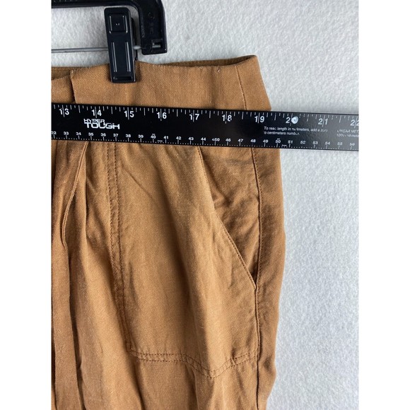 Ann Taylor Loft Pants Womens 14 Brown Paperbag Ankle Cuffed Tie Front Casual - Picture 8 of 16